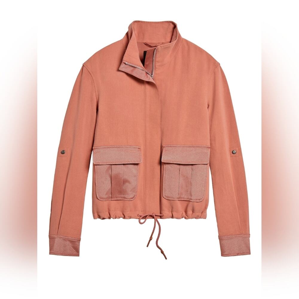 BANANA REPUBLIC Cargo Drapey Bomber Utility Jacket In Sunkissed Pink Size S NWT